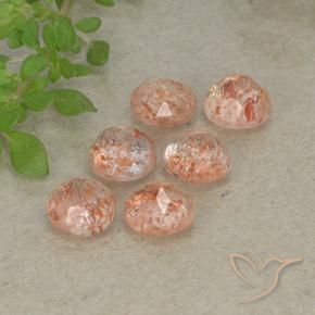 Gemas de Piedrasol Naranja claro natural de 3.22 ct, Redondo, Translúcido