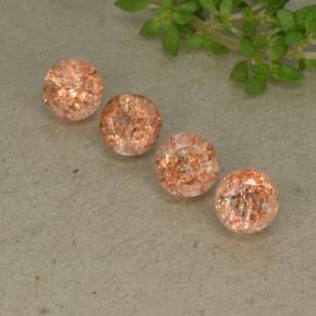 Gemas de piedra sol naranja natural de 2,45 ct, corte redondo, translúcido