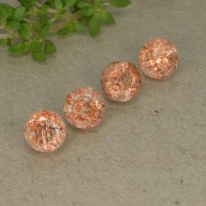 Gemas de piedra sol naranja natural de 2,45 ct, corte redondo, translúcido