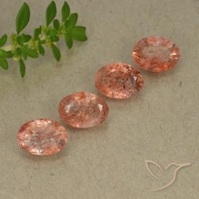 Gemas de Piedrasol Naranja medio natural de 3.07 ct, Ovalada, Translúcido