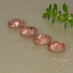 Gemas de Piedrasol Naranja medio natural de 3.07 ct, Ovalada, Translúcido