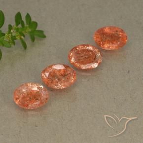 Gemas de Piedrasol Naranja jengibre natural de 3.26 ct, Ovalada, Translúcido