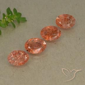 Gemas de Piedrasol Naranja rojizo natural de 3.11 ct, Ovalada, Translúcido
