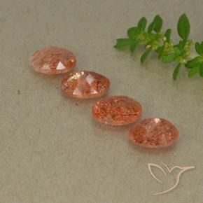 Gemas de Piedrasol Naranja rojizo natural de 3.11 ct, Ovalada, Translúcido