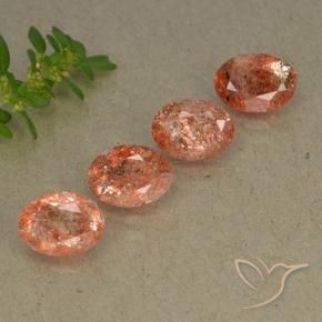 Gemas de Piedrasol Naranja medio natural de 3.06 ct, Ovalada, Translúcido