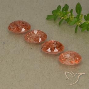 Gemas de Piedrasol Naranja medio natural de 3.06 ct, Ovalada, Translúcido