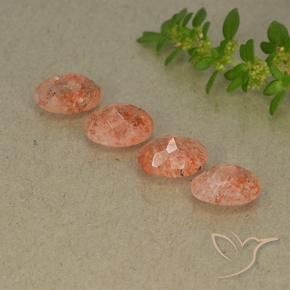 Gemas de Piedrasol Naranja rojizo natural de 3.37 ct, Ovalada, Translúcido