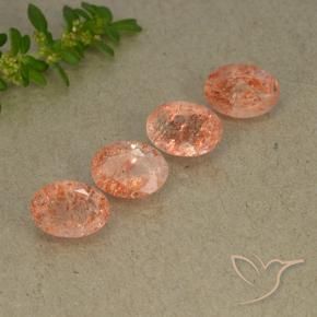 Gemas de Piedrasol Naranja claro medio natural de 3.36 ct, Ovalada, Translúcido