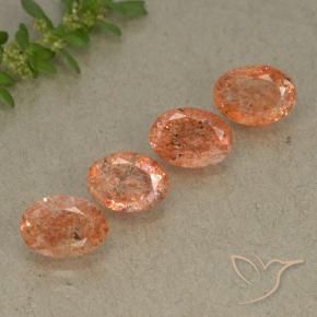 Gemas de Piedrasol Naranja rojizo natural de 3.58 ct, Ovalada, Translúcido