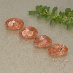 Gemas de Piedrasol Naranja rojizo natural de 3.58 ct, Ovalada, Translúcido