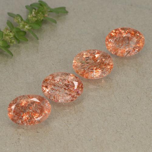 Gemas de Piedrasol Naranja rojizo natural de 3.64 ct, Corte Óvalo, Translúcido