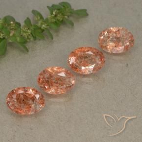 Gemas de Piedrasol Naranja rojizo natural de 3.02 ct, Ovalada, Translúcido