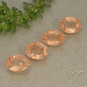 Gemas de Piedrasol Naranja claro natural de 2.94 ct, Ovalada, Translúcido