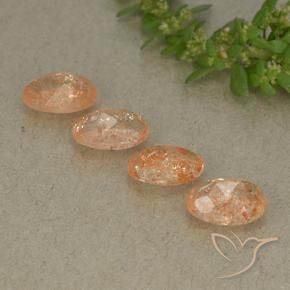 Gemas de Piedrasol Naranja claro natural de 2.94 ct, Ovalada, Translúcido