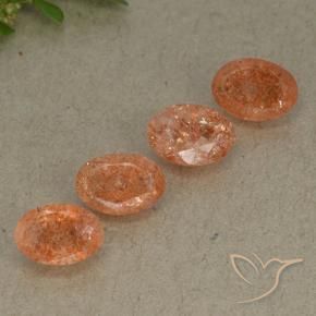 Gemas de Piedrasol Naranja medio natural de 3.08 ct, Ovalada, Translúcido