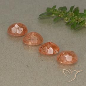 Gemas de Piedrasol Naranja rojizo natural de 3.58 ct, Ovalada, Translúcido