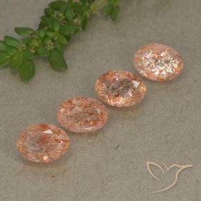 Gemas de Piedrasol Naranja tigre claro natural de 3.39 ct, Ovalada, Translúcido