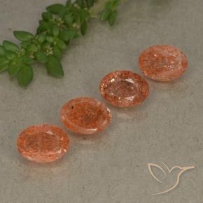 Gemas de Piedrasol Naranja pomelo natural de 3.22 ct, Ovalada, Translúcido
