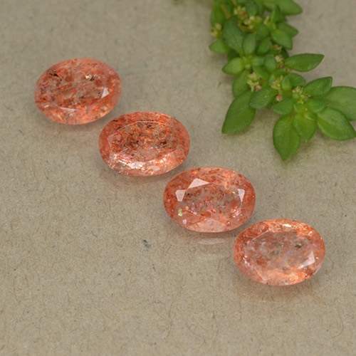 Gemas de piedra sol naranja natural de 2,78 ct, corte óvalo, translúcido