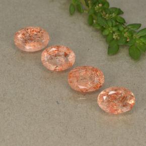 Gemas de piedra sol naranja natural de 3,36 ct, corte óvalo, translúcido
