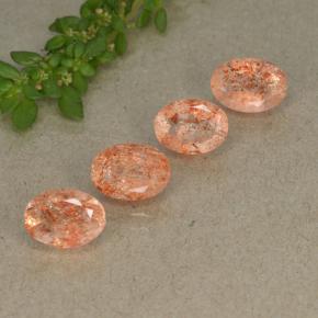 Gemas de piedra sol naranja natural de 3,36 ct, corte óvalo, translúcido