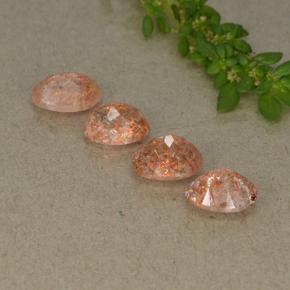 Gemas de piedra sol naranja natural de 3,36 ct, corte óvalo, translúcido