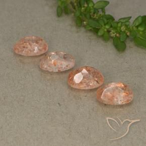 Gemas de Piedrasol Naranja claro natural de 3.48 ct, Ovalada, Translúcido
