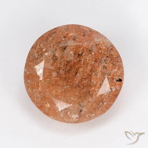 Piedra sol naranja natural de 6,01 ct, corte redondo, translúcido