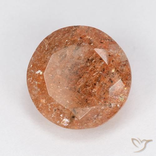 Piedra sol naranja natural de 6,01 ct, corte redondo, translúcido