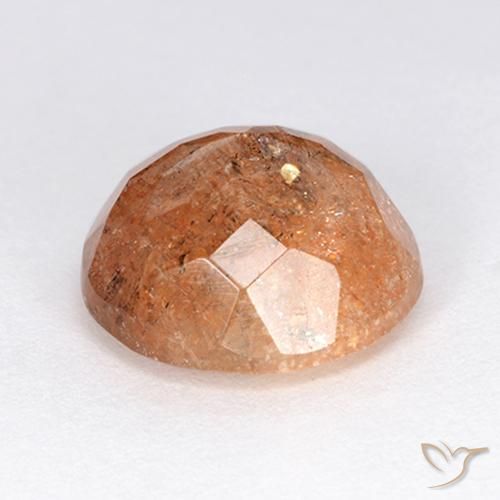 Piedra sol naranja natural de 6,01 ct, corte redondo, translúcido