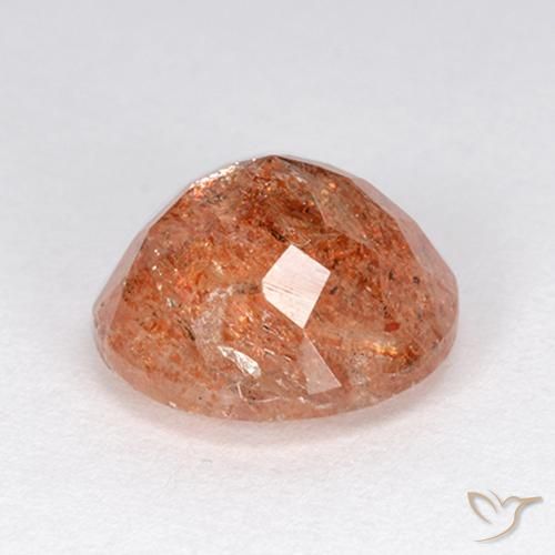 Piedrasol Naranja rojizo natural de 4.69 ct, Redondo, Translúcido
