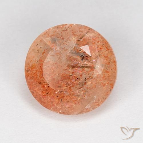 Piedrasol Naranja claro medio natural de 5.13 ct, Redondo, Translúcido