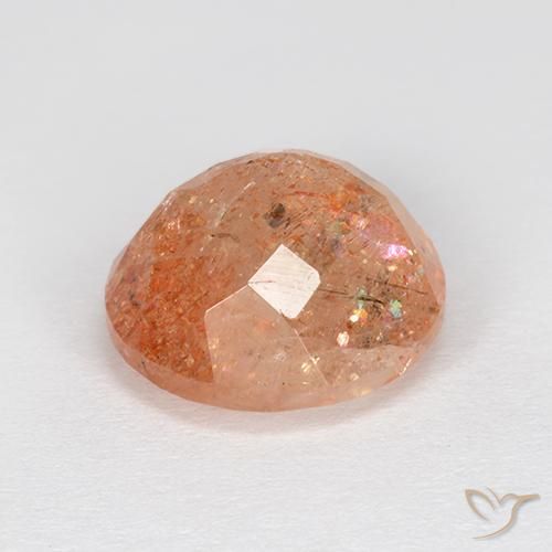 Piedrasol Naranja claro medio natural de 5.13 ct, Redondo, Translúcido