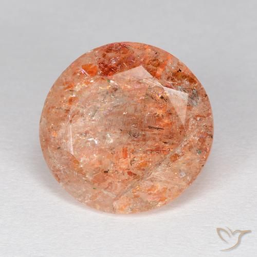 Piedrasol Naranja jengibre natural de 4.06 ct, Redondo, Translúcido
