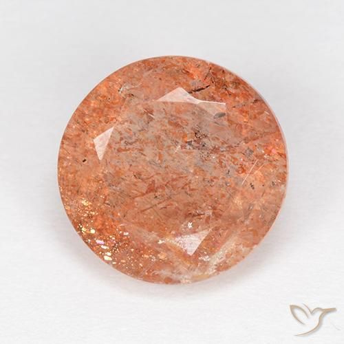 4.21ct Natural Naranja jengibre Piedrasol, Redondo, Translúcido