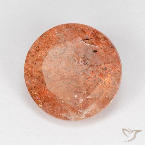 Piedrasol Naranja jengibre natural de 4.21 ct, Redondo, Translúcido