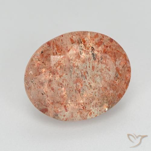 Piedrasol Naranja rojizo natural de 3.49 ct, Ovalada, Transparente
