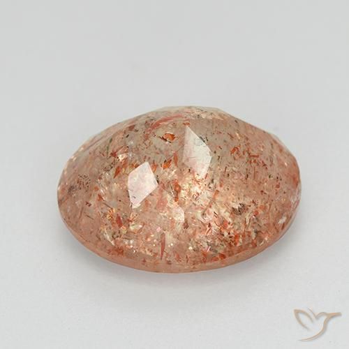 Piedrasol Naranja rojizo natural de 3.49 ct, Ovalada, Transparente