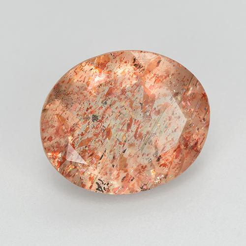 Piedrasol Naranja rojizo natural de 3.31 ct, Corte Óvalo, Transparente