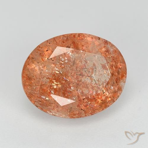 Piedrasol Naranja medio natural de 3.84 ct, Ovalada, Transparente