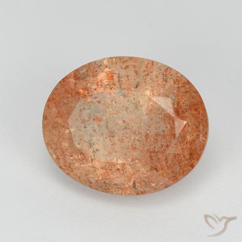 Piedrasol Naranja medio natural de 3.37 ct, Ovalada, Transparente