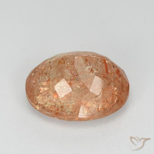 Piedrasol Naranja medio natural de 3.37 ct, Ovalada, Transparente