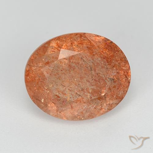 Piedrasol Naranja cálido natural de 3.51 ct, Ovalada, Transparente