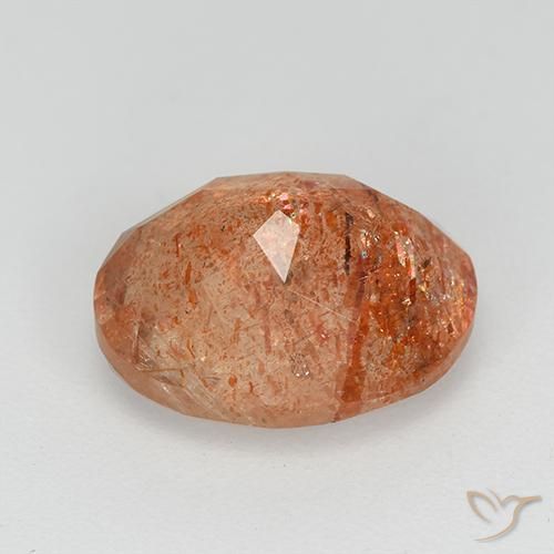 Piedrasol Naranja cálido natural de 3.51 ct, Ovalada, Transparente