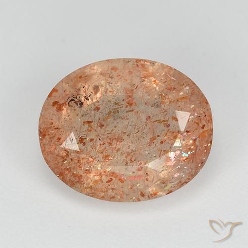 3.06ct Natural Naranja claro Piedrasol, Ovalada, Transparente