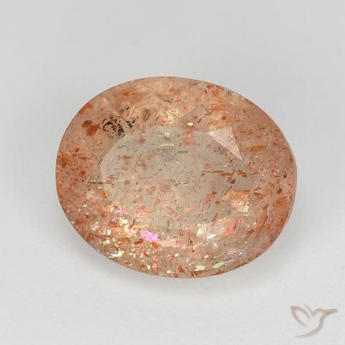Piedrasol Naranja claro natural de 3.06 ct, Ovalada, Transparente