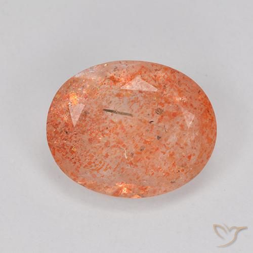 3.33ct Natural Rojo naranja claro Piedrasol, Ovalada, Translúcido