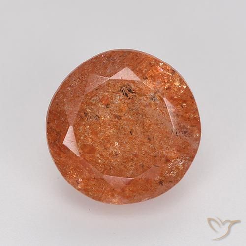 5.97ct Natural Naranja rojizo Piedrasol, Redondo, Translúcido