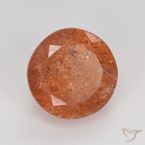 Piedrasol Naranja rojizo natural de 5.97 ct, Redondo, Translúcido