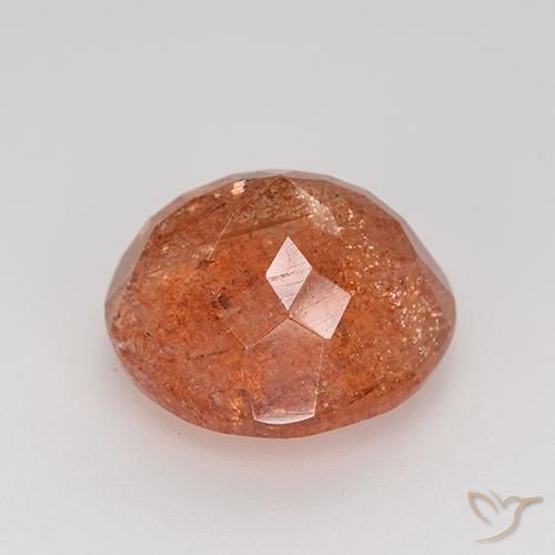 Piedrasol Naranja rojizo natural de 5.97 ct, Redondo, Translúcido